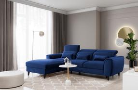Kampinė sofa Foble Velvetmat 40, tamsiai mėlyna sp., kairinė, 196 x 267 cm x 100 cm