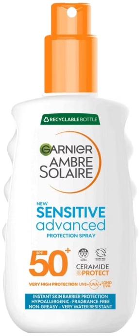 Purškiklis įdegio priežiūrai kūnui/veidui Garnier Ambre Solaire Sensitive Advanced SPF50+, 150 ml