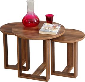 Kohvilaud Kalune Design Mira 3 Pcs, pähklipuu v., 52 cm x 52 cm x 47 cm