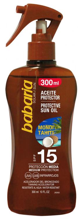 Apsauginis aliejus nuo saulės Babaria Tahitian Monoi Dry SPF15, 300 ml