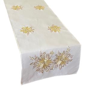 Ziemassvētku galda celiņš taisnstūrveida OS-294-B, zelta krās./balta krās., 55 x 120 cm