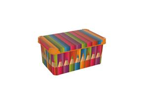 Uzglabāšanas kaste ar vāku Domoletti Back to School Pencil, 10 l, daudzkrāsaina, 34.5 x 23 x 16 cm