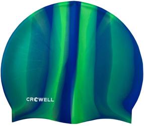 Шапочка для плавания Crowell Multi Flame, синий цв./зеленый цв.