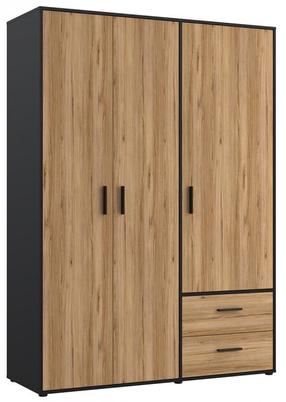 Шкаф Forte Mokkaro MOKS831-M322, дубовый цв./черный цв., 52.7 см x 144.4 см x 200.1 см