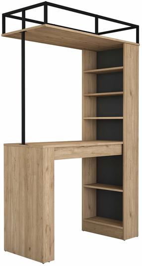 Valgomojo stalas Kalune Design JA117-3173, juoda sp./riešuto sp., 55.6 cm x 120 cm x 198.8 cm