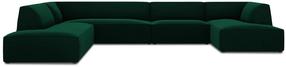 Kampinė sofa Micadoni Home Ruby Panoramic 7 Seats, tamsiai žalia sp., kairinė, 366 x 273 cm x 69 cm
