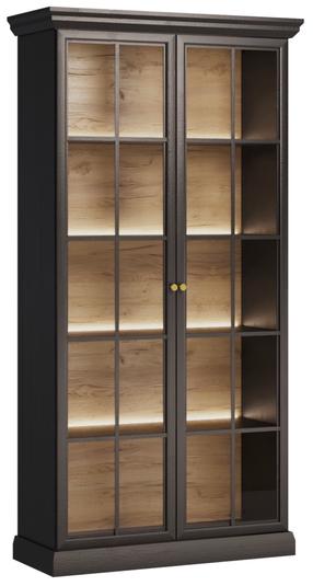 Vitrina Gala Meble Lucca W2D, juoda sp., 102.5 cm x 40.5 cm x 200 cm