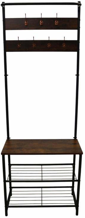 Drēbju pakaramais ar plauktu KD40-030D, 180 cm, brūna krās./melna krās.