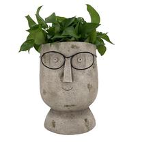Dekoratyvinis vazonas "Veidas" Garden Center NFQ2202043, 25 cm x 25 cm x 32 cm, pilka sp.