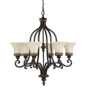 Sietynas kabinamas Elstead Lighting Drawing Room 6, E27, 6 x 60 W, balta sp. / riešutmedžio sp.