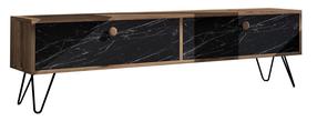 TV staliukas Kalune Design Side Atlantic, juoda sp./pušies sp, 160 cm x 29.6 cm x 45 cm