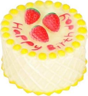 Rotaļlieta sunim, graužammanta suņiem Dingo Birthday Cake, 10 cm, Ø 10 cm, balta krās./sarkana krās./dzeltena krās.