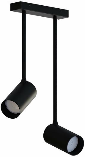 Šviestuvas lubų Nowodvorski Mono Long II, GU10, 2 x 20 W, juoda sp. / juoda sp.