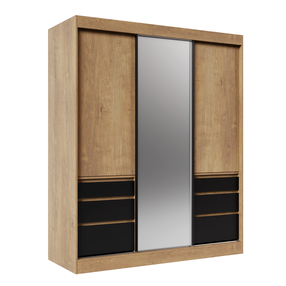 Riidekapp ADRK Haidar 180, pruun v./must v., 65 cm x 180 cm x 216 cm, peegliga