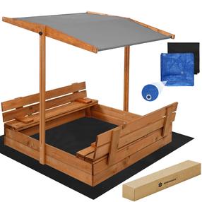 Песочница с крышей Springos SB120RSET, 120 x 120 см, с крышкой, коричневый цв.