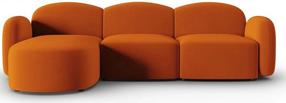 Kampinė sofa Micadoni Home Blair Velvet, oranžinė sp., kairinė, 272 x 155 cm x 80 cm