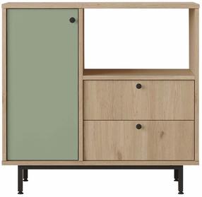 Daugiafunkcinė virtuvės spinta Kalune Design RE1-SY, ąžuolo sp./žalia sp., 35.5 cm x 88 cm x 85 cm