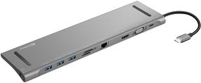 Dokstacija Sandberg USB-C 10-in-1 136-31, pelēka krās.