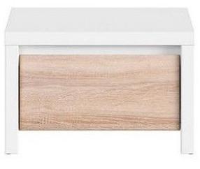 Naktinis staliukas Kaspian S128-KOM1S-BI/DSO, ąžuolo/balta, 51 cm x 40.5 cm x 33.5 cm