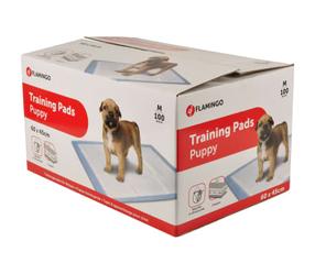 Palutė šunims Flamingo Puppy Training Pads Pady, M, 60 cm x 45 cm, 100 vnt. balta sp. / žydra sp.