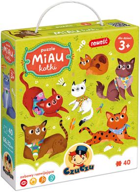 Puzle CzuCzu Miau Cats 2184, 66 cm x 32 cm, 40 gab., zaļa krās./daudzkrāsaina