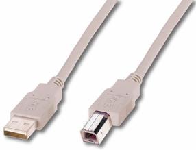 Провод Assmann USB/USB USB 2.0 A male, USB 2.0 B male, 3 м, светло-коричневый цв.