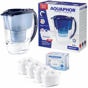 Ūdens filtra krūze, ar kārtridžiem Aquaphor Amethyst, 2.8 l, caurspīdīga krās./zila krās.