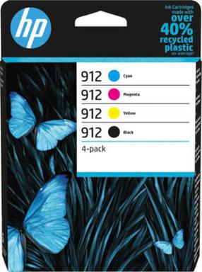 Printera kasetne HP 912 4-Pack, dzeltens krās./melns krās./fuksīna (magenta) krās.