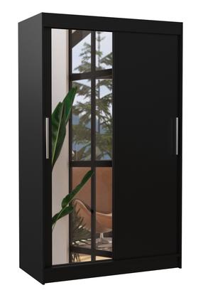 Spinta ADRK Bario 120, juoda sp., 58 cm x 120 cm x 200 cm, su veidrodžiu