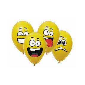Balionų rinkinys apvalus Smiley, geltona sp., 4 vnt.