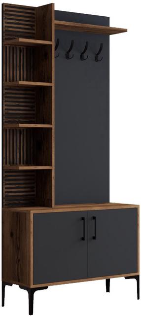 Prieškambario baldų komplektas Kalune Design Viyana D, vidaus, antracito sp./riešuto sp.