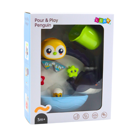 Vannas rotaļlieta, pingvīns Lean Toys Pour & Play, daudzkrāsaina