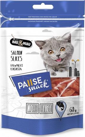 Skanėstas katėms Hau&Miau Pause Salmon Slices, lašiša, 0.06 kg
