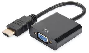 Adapteris Digitus HDMI A / 3.5mm / VGA HDMI tips + 3.5mm, VGA, juoda