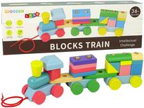 Kaladėlės Lean Toys Block Train, 12 cm, įvairių spalvų