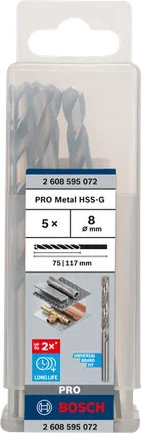 Metallist puurikomplekt Bosch, metall, hss-g, sirge, 8 mm x 11.7 cm