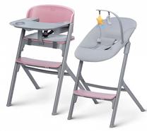 Maitinimo kėdutė KinderKraft Livy 4in1 Calmee, rožinė sp./pilka sp.