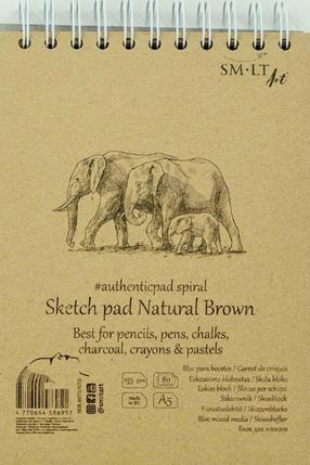 Piešimo popierius Smiltainis Authentic, A5, 135 g/m², ruda sp., 21 cm x 14.8 cm, 80 lapų vnt.