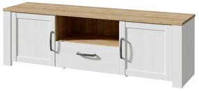 TV staliukas Forte Bohol, ąžuolo sp./balta sp., 42 cm x 166.1 cm x 51.8 cm
