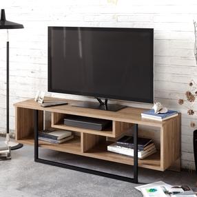 TV staliukas Kalune Design Asal, juoda sp./riešuto sp., 119.4 cm x 35.2 cm x 40.2 cm