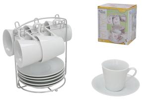 Puodelis su lėkštute Kitchen&GO Dalia, balta sp.
