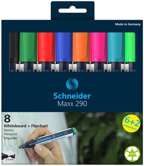 Набор маркеров для белой доски Schneider Maxx 290, 2 - 3 мм, многоцветный, 8 шт.