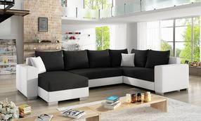 Kampinė sofa Marco Sawana 14, Soft 17, balta sp./juoda sp., kairinė, 210 x 312 cm x 92 cm
