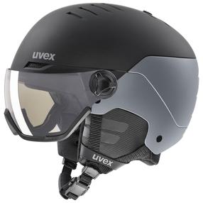 Slidinejimo šalmo ir akinių rinkinys Uvex Wanted Visor Pro V, juoda sp./pilka sp., 58-61 cm