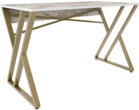 Rašomasis stalas Kalune Design Gyza 322RTC1304, 120 cm x 60 cm, 75 cm, aukso sp./balta sp.