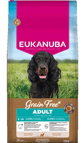 Сухой корм для собак Eukanuba Grain Free, мясо оленя, 12 кг