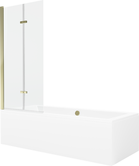 Vonia su sienele, laisvai pastatoma Mexen Cube, 170 cm x 80 cm x 39 cm, stačiakampis, skaidri sp./aukso sp.