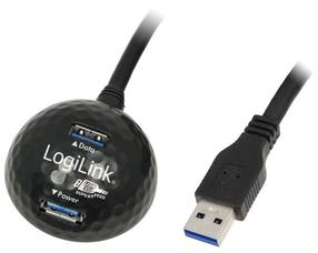 Adapteris Logilink USB 3.0 A male, USB 3.0 A female x 2, 1.5 m