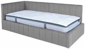 Lova viengulė Home4you Jasper Harmony Duo, 90 x 200 cm, pilka sp., su čiužiniu, su grotelėmis