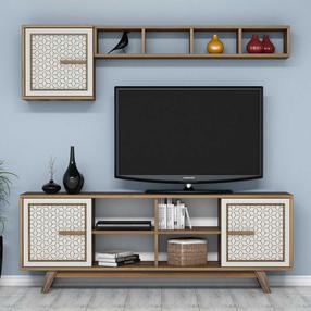 Sekcija Kalune Design Ayla 845HCT3066, kreminė sp./riešuto sp., 35 cm x 160 cm x 56.2 cm